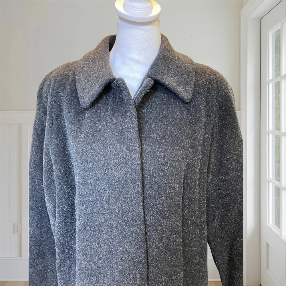 Vtg FORECASTER OF BOSTON Women's L/XL Wool Mohair Coat Dark Gray Union USA - Picture 2 of 13
